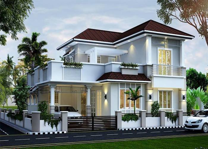 Contemporary house design with slanted roof