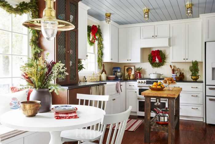 Christmas decor for top of kitchen cabinets