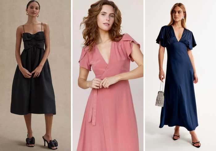 Flowy fall wedding guest dress