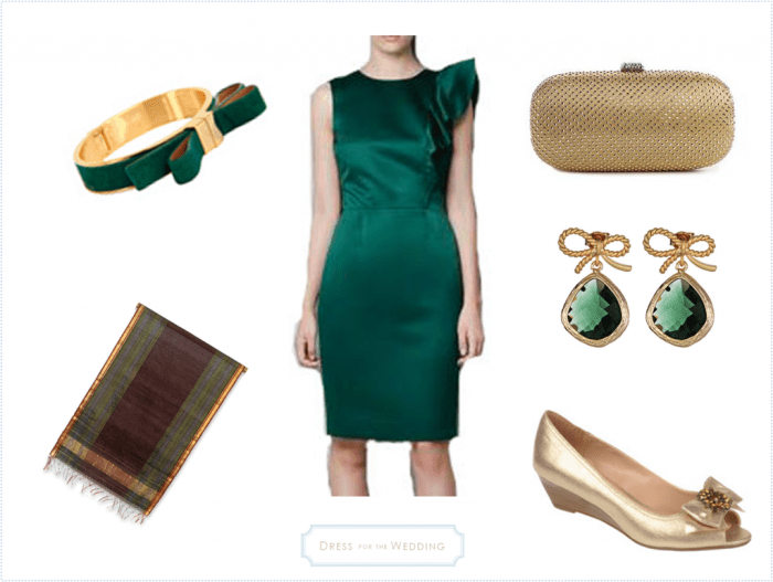 Green winter wedding guest dress