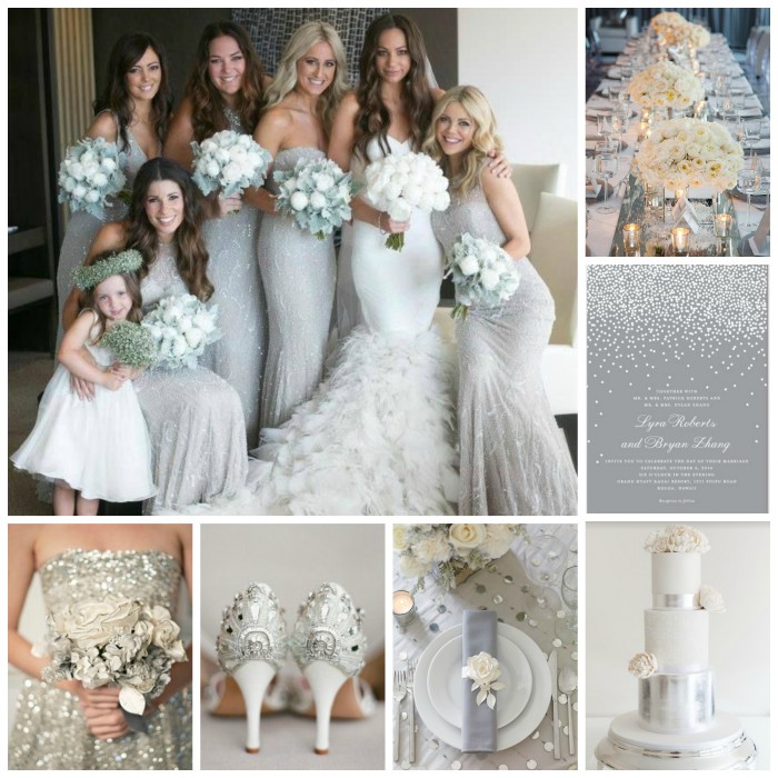 Wedding dresses silver and white