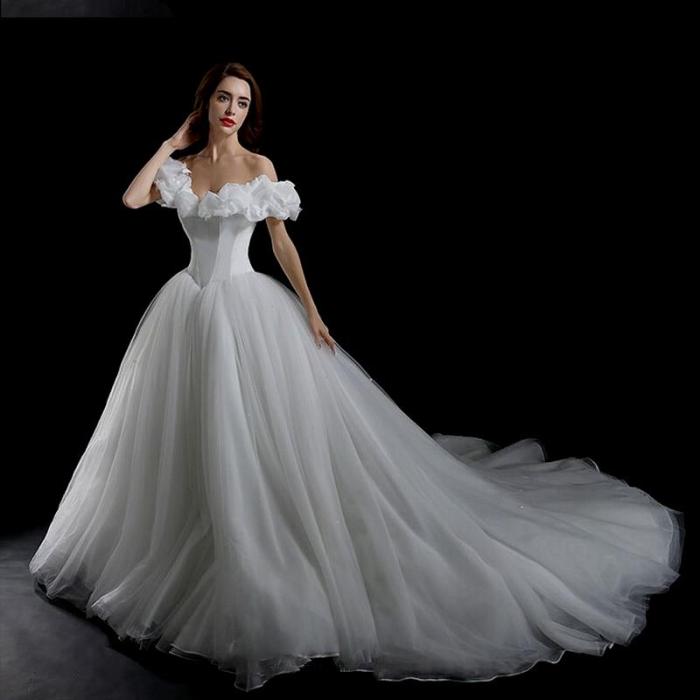 White cinderella wedding dress