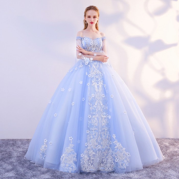 Blue princess wedding dress