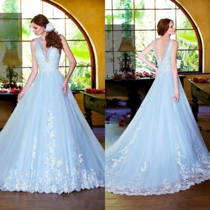 Women's light blue dress for wedding