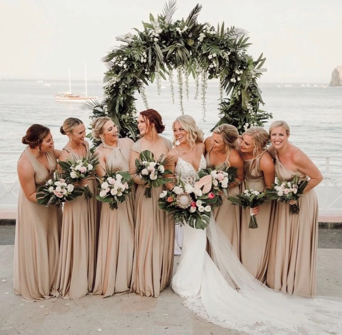 Bridesmaid dresses with champagne wedding dress