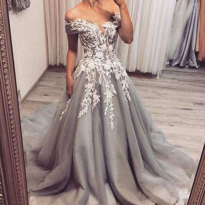 Wedding dresses silver grey