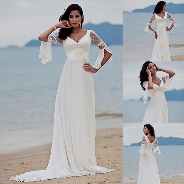 Beach wedding dress off white