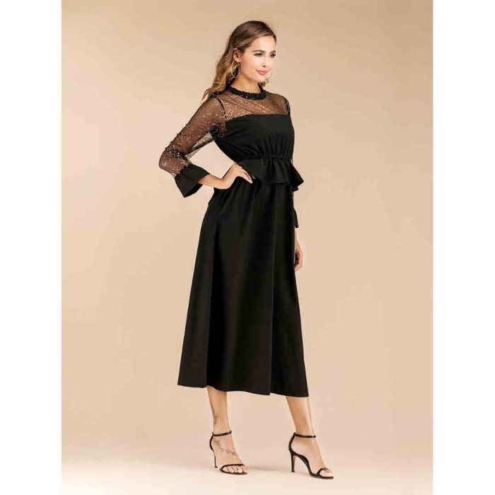 Elegant black wedding guest dress